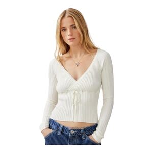 Urban Outfitters Kimchi Blue Ivory Eyelet Cropped Blouse Top Sz XS